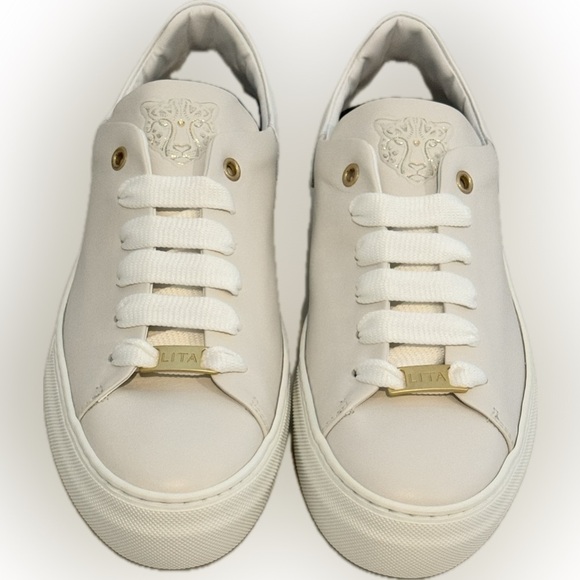 LITA Women's ICON Low Top Leather White/Cream Sneaker (NIB) Size: 37/US 7 - Picture 1 of 10